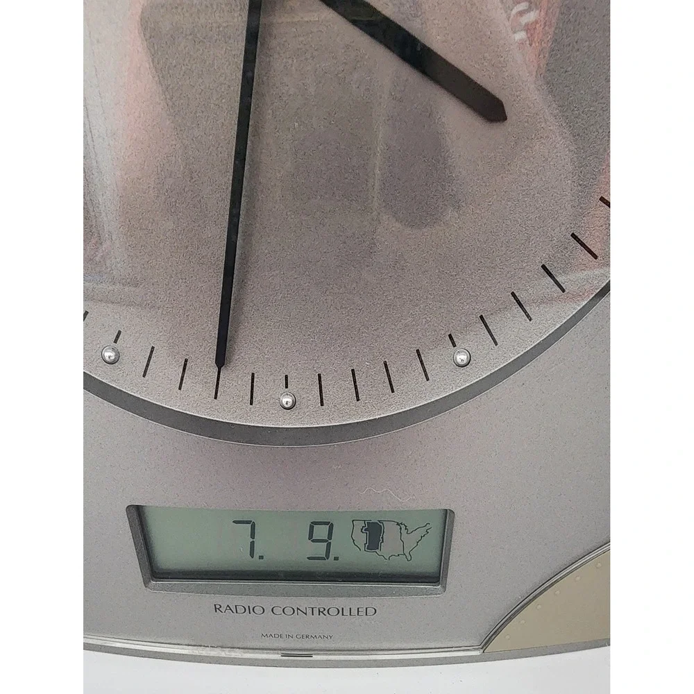 Junghans Mega Radio Controlled Desk Clock Silver German Modernist 308/0100